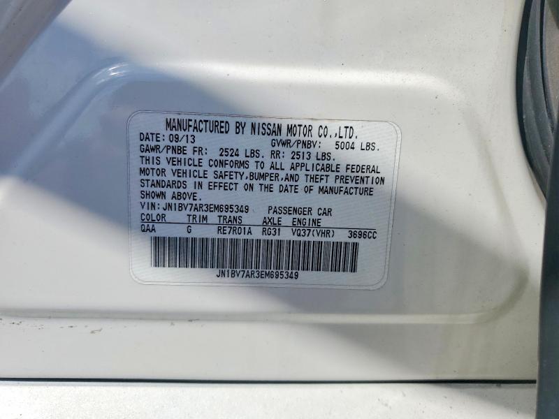 Продаж на аукціоні авто 2014 Infiniti Q50, vin: JN1BV7AR3EM695349, номер лоту: 58443086
