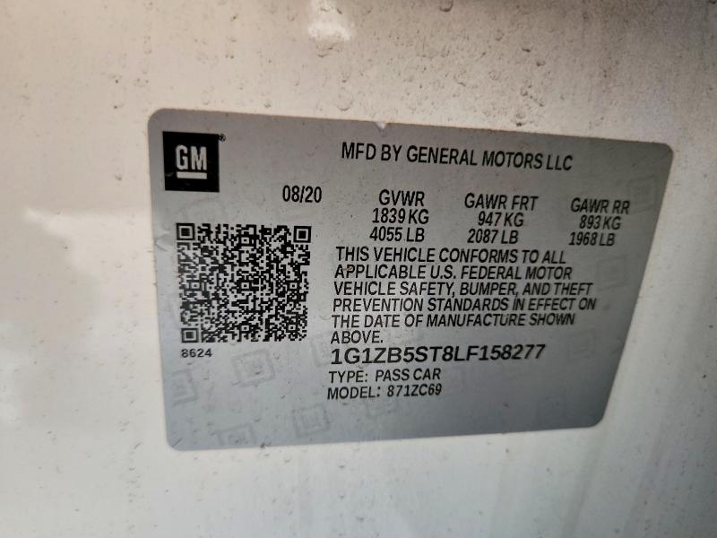 Aukcja sprzedaży 2020 Chevrolet Malibu, vin: 1G1ZB5ST8LF158277, numer aukcji: 57073066