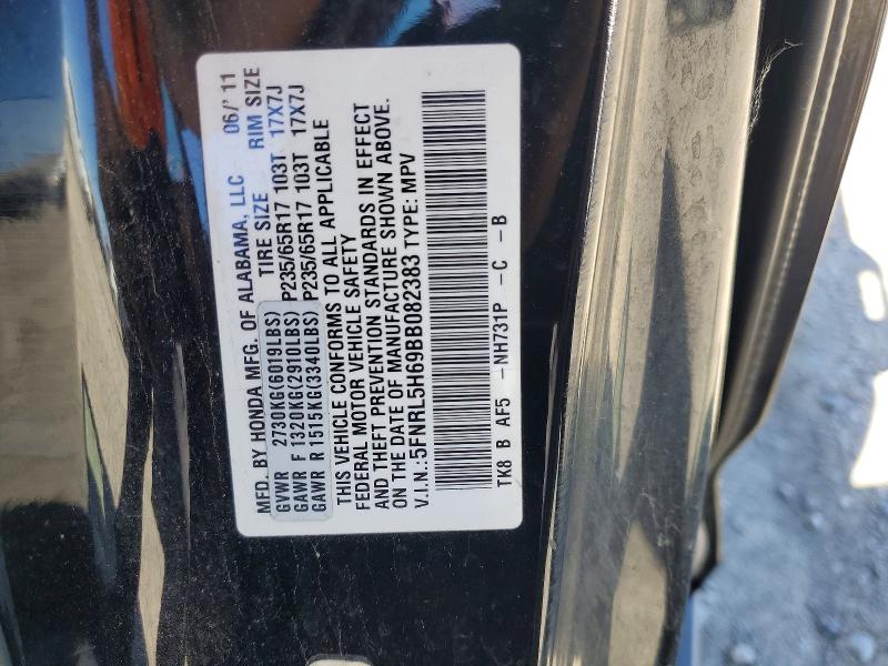 Продаж на аукціоні авто 2011 Honda Odyssey, vin: 5FNRL5H69BB082383, номер лоту: 56102156