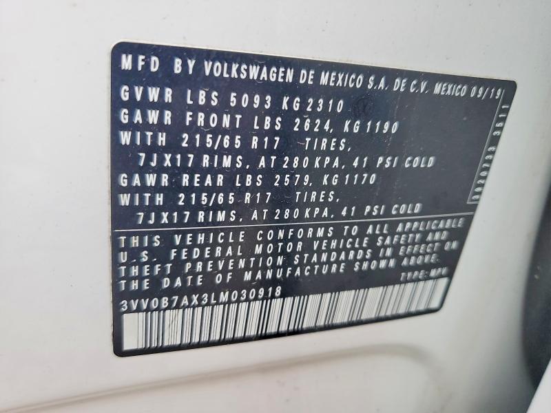Продаж на аукціоні авто 2020 Volkswagen Tiguan, vin: 3VV0B7AX3LM030918, номер лоту: 56343616