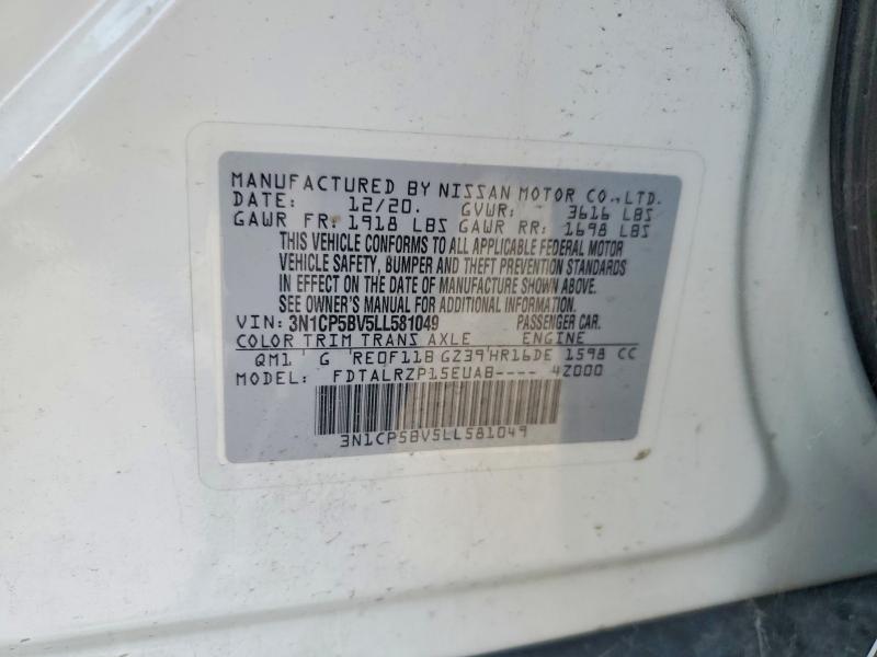 2020 Nissan Kicks მანქანა იყიდება აუქციონზე, vin: 3N1CP5BV5LL581049, აუქციონის ნომერი: 58120006