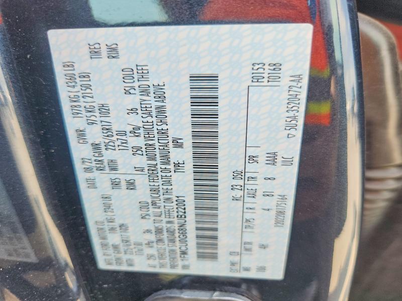 Продаж на аукціоні авто 2022 Ford Escape, vin: 1FMCU0G68NUB22001, номер лоту: 58828386