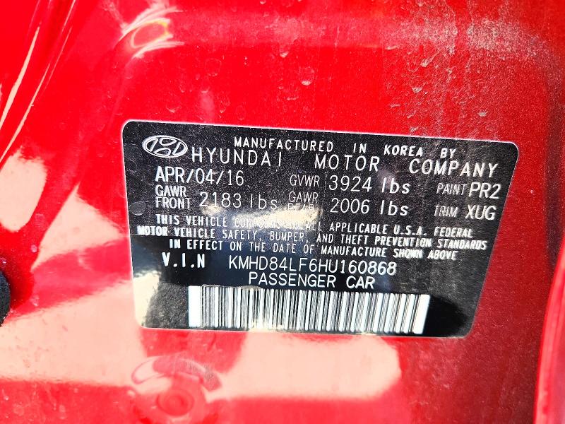 Продаж на аукціоні авто 2017 Hyundai Elantra, vin: KMHD84LF6HU160868, номер лоту: 55761266