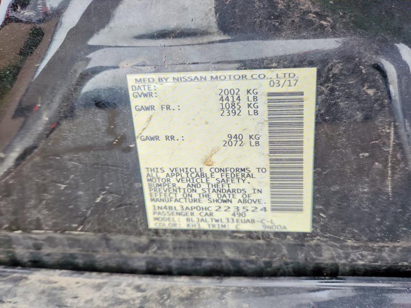 58751576 :رقم المزاد ، 1N4BL3AP0HC223524 vin ، 2017 Nissan Altima مزاد بيع