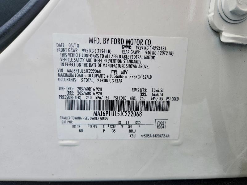 Aukcja sprzedaży 2018 Ford Ecosport, vin: MAJ6P1UL5JC222068, numer aukcji: 55686316