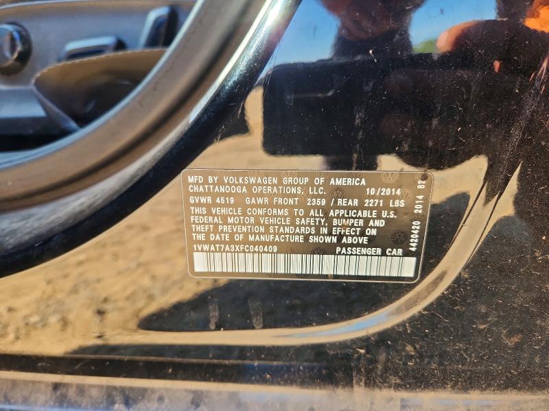 Продаж на аукціоні авто 2015 Volkswagen Passat, vin: 1VWAT7A3XFC040409, номер лоту: 56339256