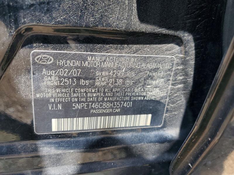 85976605 :رقم المزاد ، 5NPET46C88H357401 vin ، 2008 Hyundai Sonata مزاد بيع