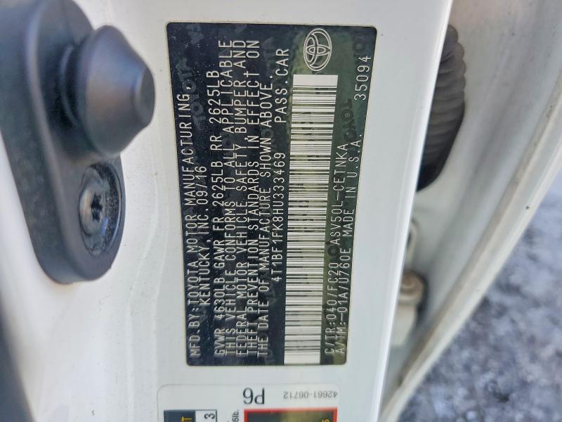 58063416 :رقم المزاد ، 4T1BF1FK8HU333469 vin ، 2017 Toyota Camry مزاد بيع