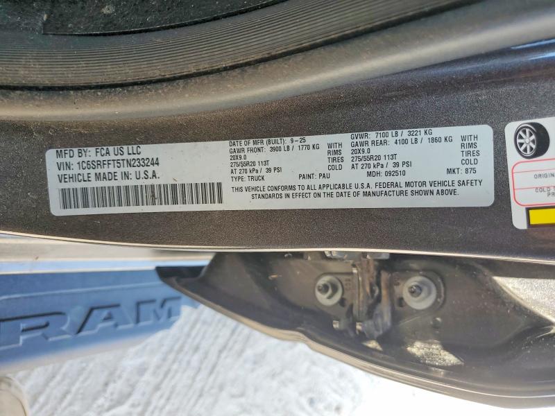 Продаж на аукціоні авто 2026 Ram 1500, vin: 1C6SRFFT5TN233244, номер лоту: 85967705