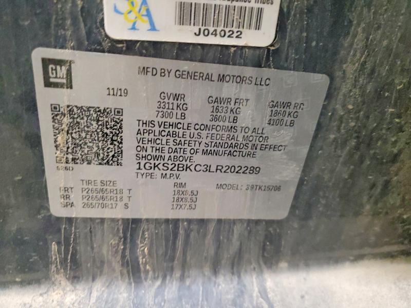 Продаж на аукціоні авто 2020 Gmc Yukon, vin: 1GKS2BKC3LR202289, номер лоту: 56086866