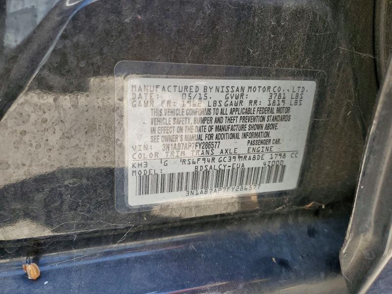 Aukcja sprzedaży 2015 Nissan Sentra, vin: 3N1AB7AP7FY286577, numer aukcji: 58722776