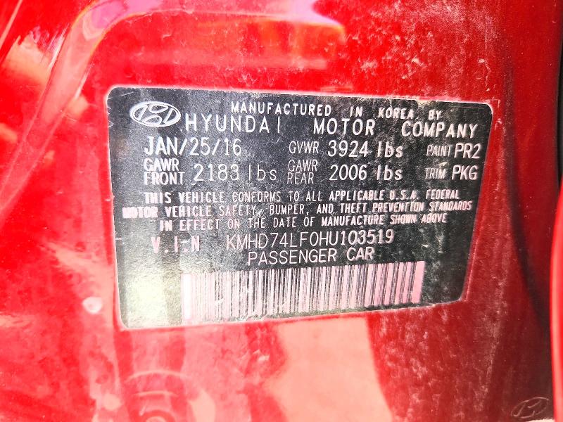 Продажа на аукционе авто 2017 Hyundai Elantra, vin: KMHD74LF0HU103519, номер лота: 55879706