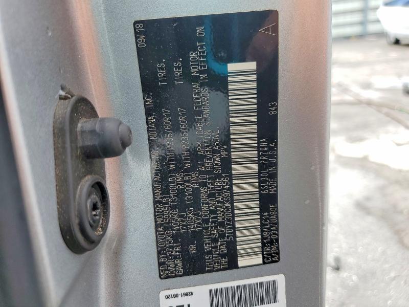 55342036 :رقم المزاد ، 5TDYZ3DC0KS974561 vin ، 2019 Toyota Sienna مزاد بيع