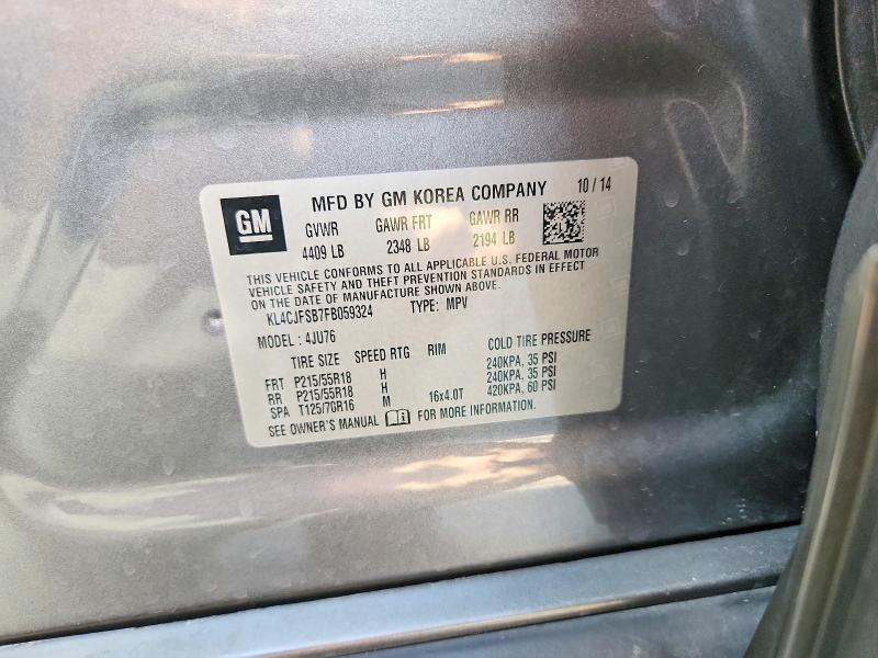 Продаж на аукціоні авто 2015 Buick Encore, vin: KL4CJFSB7FB059324, номер лоту: 57589676