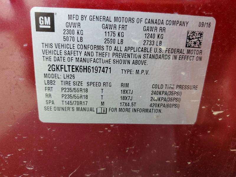 Aukcja sprzedaży 2017 Gmc Terrain, vin: 2GKFLTEK6H6197471, numer aukcji: 56450556