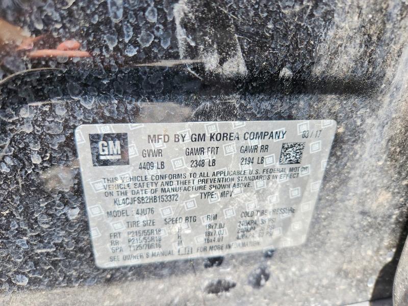 Aukcja sprzedaży 2017 Buick Encore, vin: KL4CJFSB2HB153372, numer aukcji: 56345126