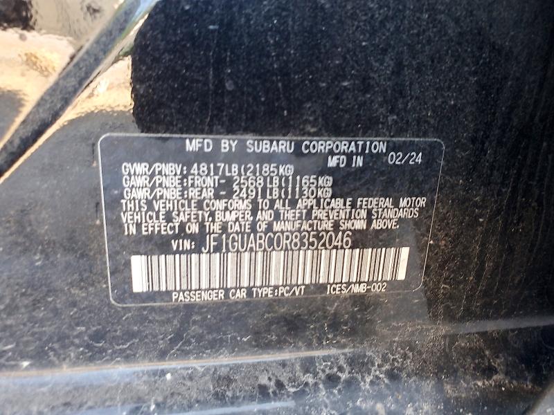 Aukcja sprzedaży 2024 Subaru Impreza, vin: JF1GUABC0R8352046, numer aukcji: 55972686
