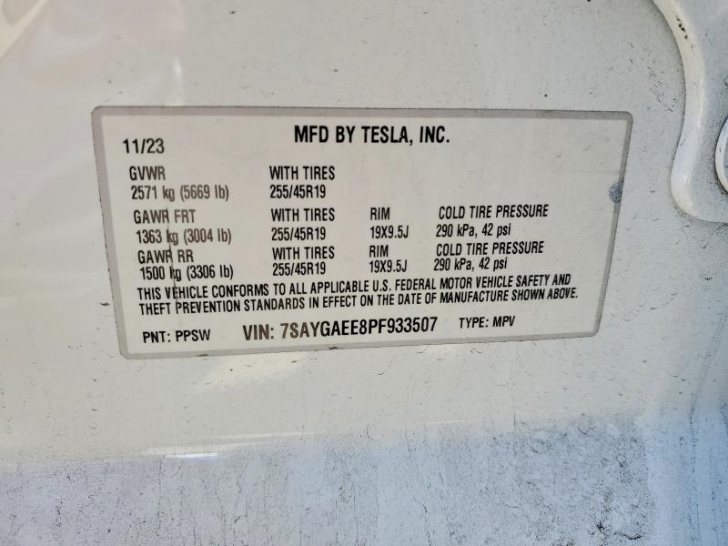 2023 Tesla Model Y მანქანა იყიდება აუქციონზე, vin: 7SAYGAEE8PF933507, აუქციონის ნომერი: 56528746