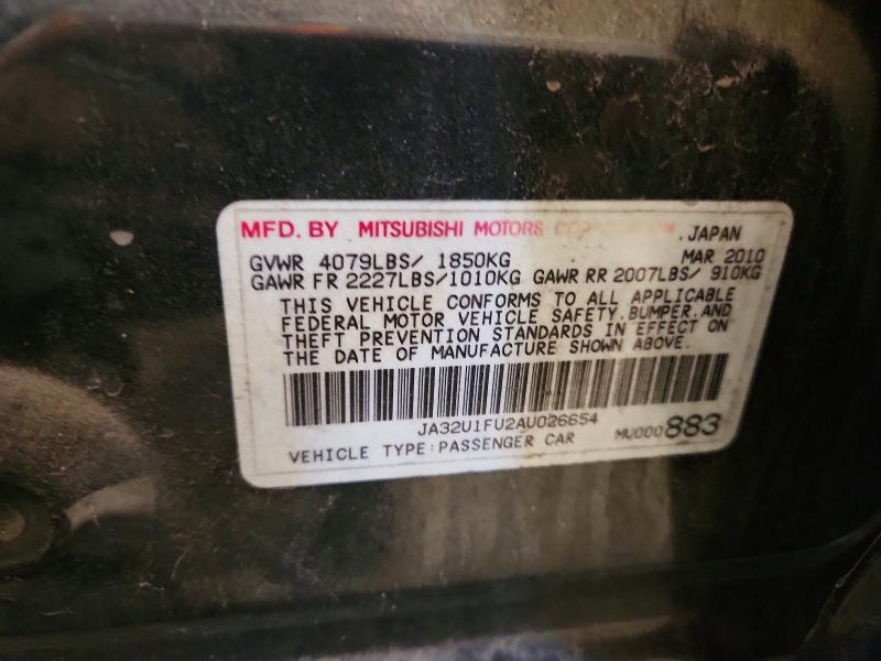 Aukcja sprzedaży 2010 Mitsubishi Lancer, vin: JA32U1FU2AU026654, numer aukcji: 57942046