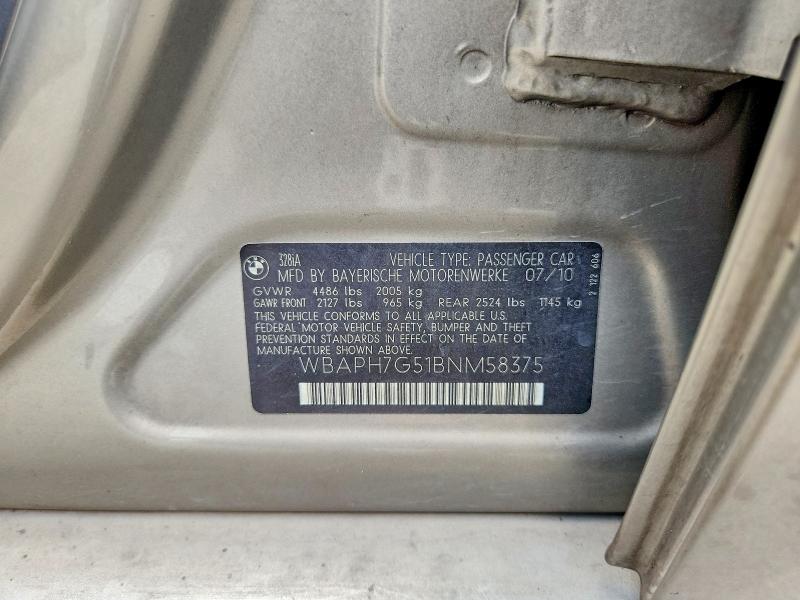 55727036 :رقم المزاد ، WBAPH7G51BNM58375 vin ، 2011 Bmw 3 Series 328i مزاد بيع