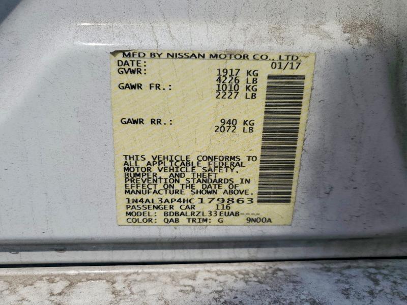 56342836 :رقم المزاد ، 1N4AL3AP4HC179863 vin ، 2017 Nissan Altima مزاد بيع