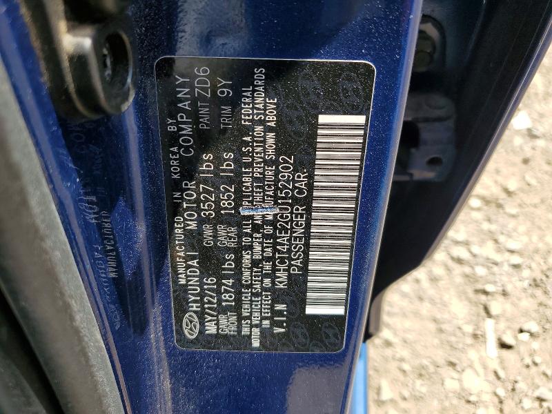 Aukcja sprzedaży 2016 Hyundai Accent, vin: KMHCT4AE2GU152902, numer aukcji: 57000776