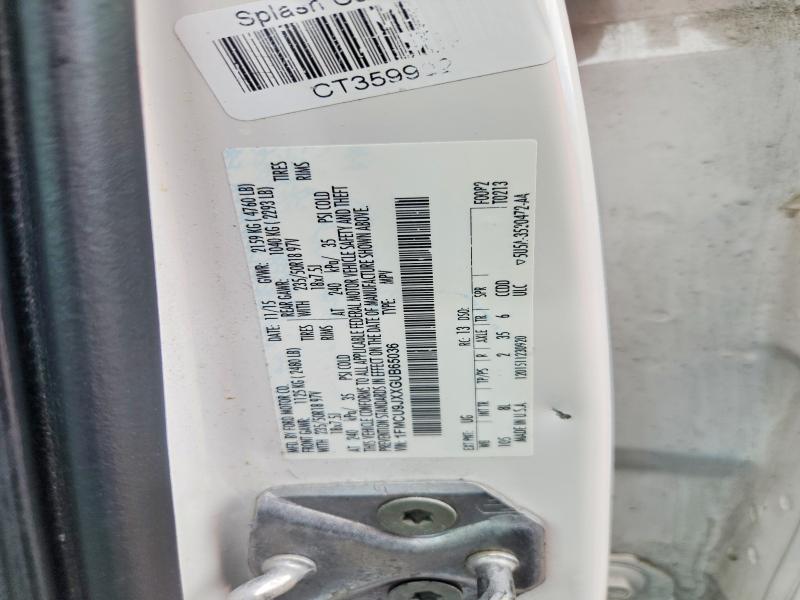 2016 Ford Escape მანქანა იყიდება აუქციონზე, vin: 1FMCU9JXXGUB65036, აუქციონის ნომერი: 56145496