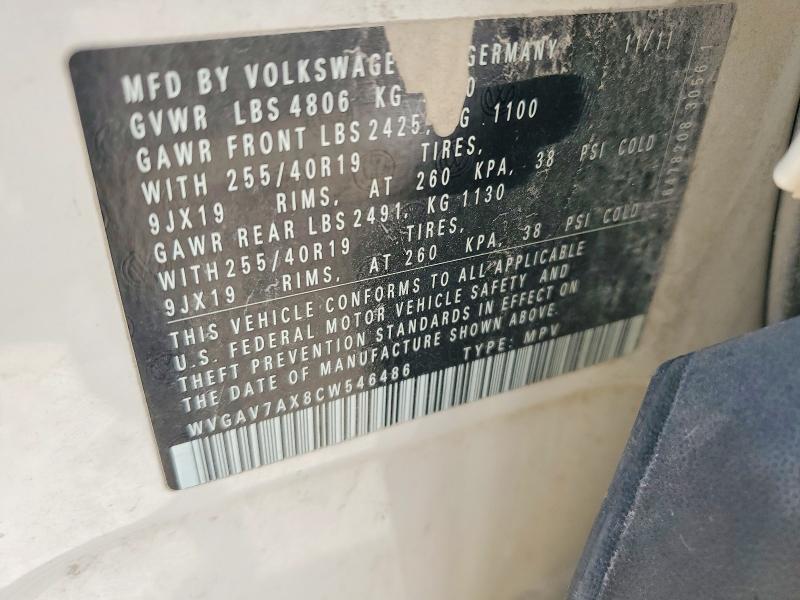 57558426 :رقم المزاد ، WVGAV7AX8CW546486 vin ، 2012 Volkswagen Tiguan مزاد بيع