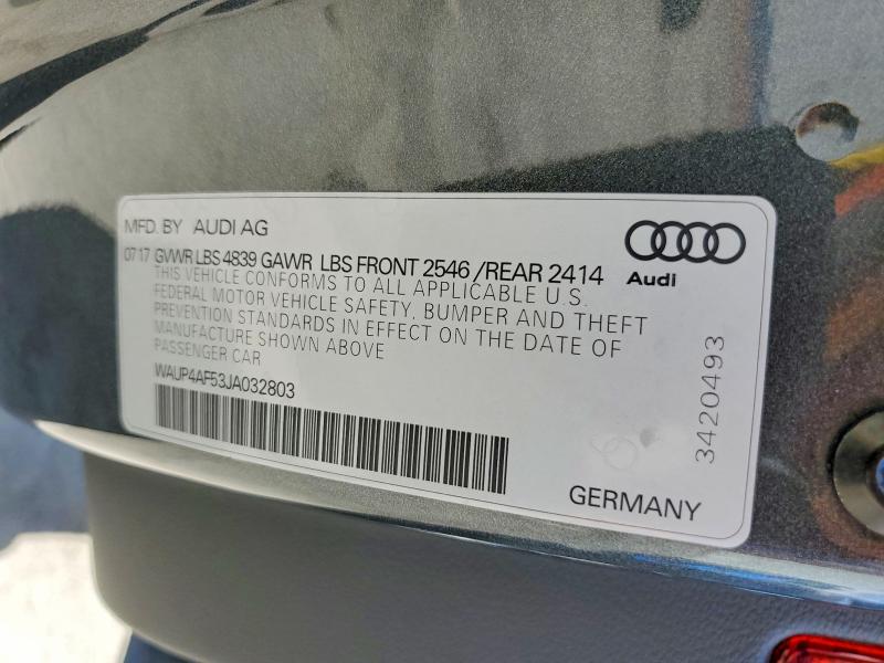 2018 Audi S5 მანქანა იყიდება აუქციონზე, vin: WAUP4AF53JA032803, აუქციონის ნომერი: 55977946