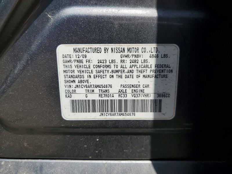 Aukcja sprzedaży 2010 Infiniti G37 Sedan, vin: JN1CV6AR7AM454676, numer aukcji: 57783136