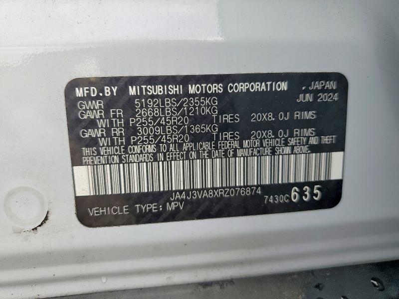 Продаж на аукціоні авто 2024 Mitsubishi Outlander, vin: JA4J3VA8XRZ076874, номер лоту: 57759286