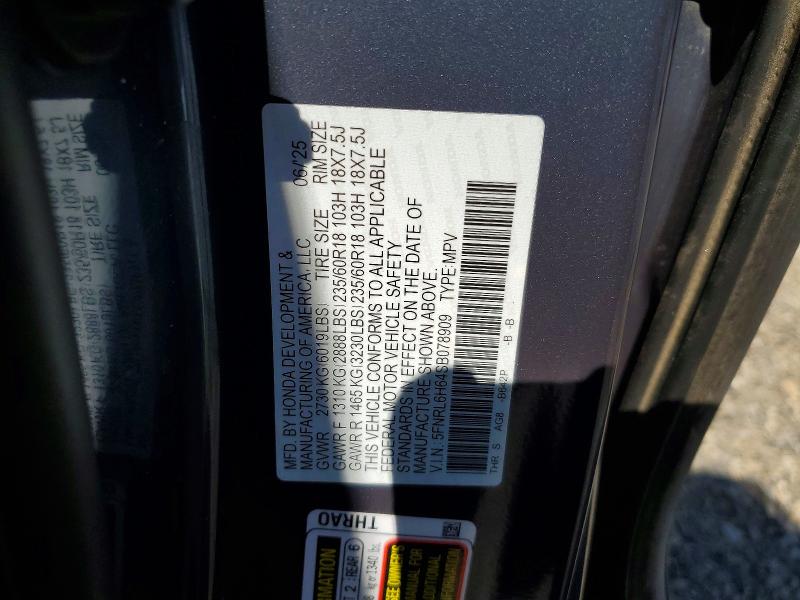 57606786 :رقم المزاد ، 5FNRL6H64SB078909 vin ، 2025 Honda Odyssey مزاد بيع
