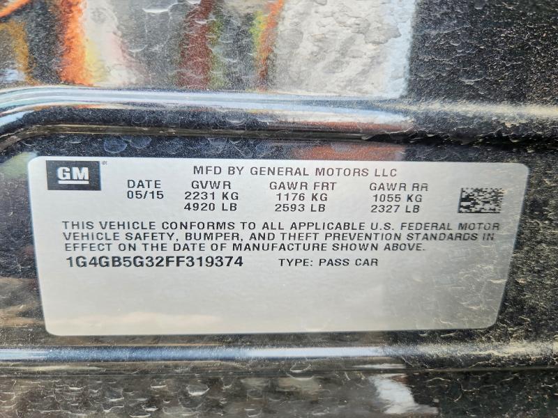 2015 Buick Lacrosse მანქანა იყიდება აუქციონზე, vin: 1G4GB5G32FF319374, აუქციონის ნომერი: 57942996