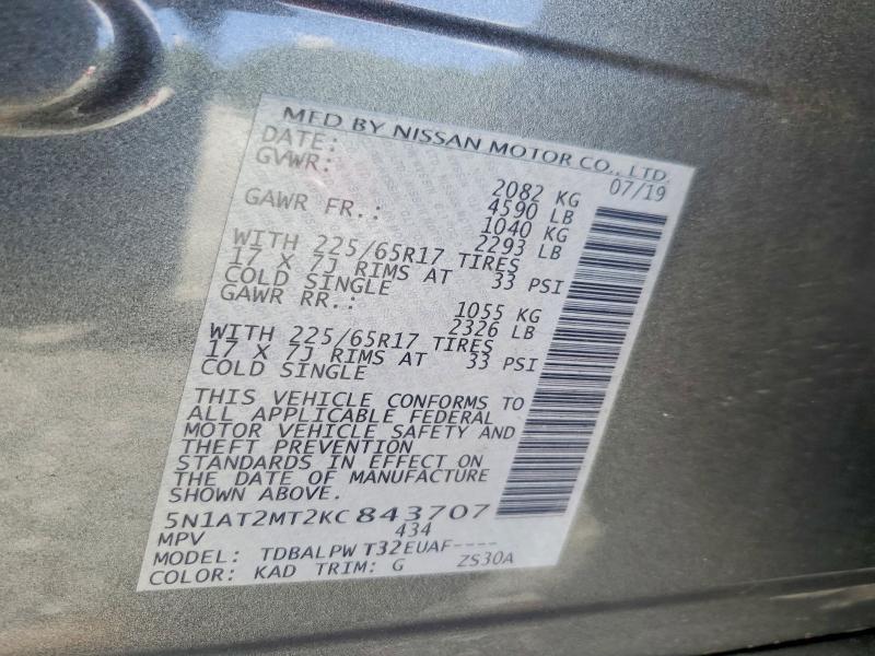 Продаж на аукціоні авто 2019 Nissan Rogue, vin: 5N1AT2MT2KC843707, номер лоту: 55631936