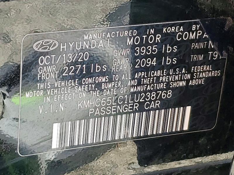 2020 Hyundai Ioniq მანქანა იყიდება აუქციონზე, vin: KMHC65LC1LU238768, აუქციონის ნომერი: 58150596