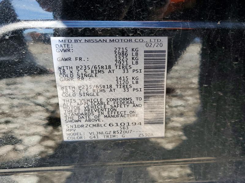 Продаж на аукціоні авто 2020 Nissan Pathfinder, vin: 5N1DR2CM8LC610194, номер лоту: 58227466