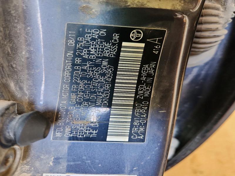 2011 Toyota Prius მანქანა იყიდება აუქციონზე, vin: JTDKN3DU9B1405957, აუქციონის ნომერი: 57014166