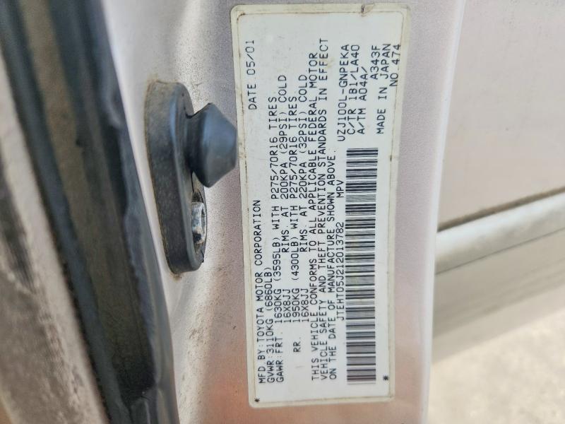 Продажа на аукционе авто 2001 Toyota Land Cruiser, vin: JTEHT05J212013782, номер лота: 56339386