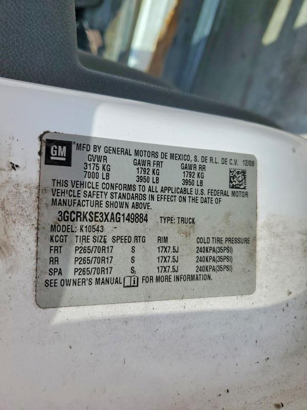 2010 Chevrolet Silverado მანქანა იყიდება აუქციონზე, vin: 3GCRKSE3XAG149884, აუქციონის ნომერი: 59315746
