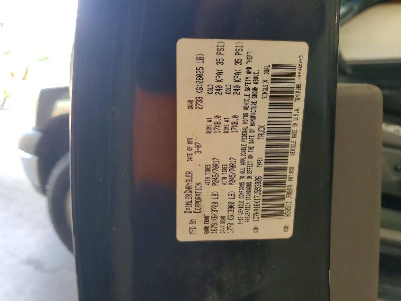 2007 Dodge Ram 1500 მანქანა იყიდება აუქციონზე, vin: 1D7HA16K17J593926, აუქციონის ნომერი: 85989225