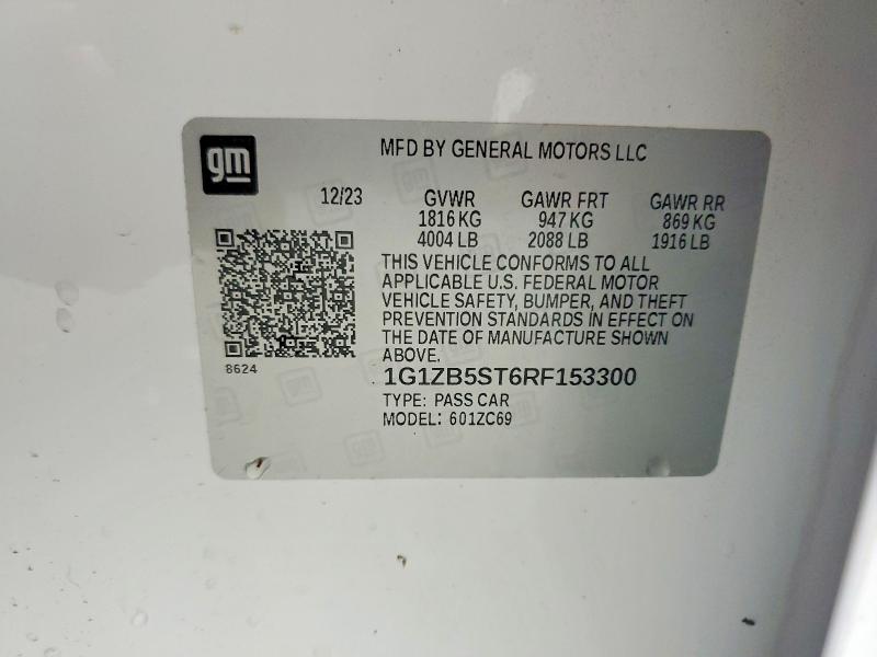 56134036 :رقم المزاد ، 1G1ZB5ST6RF153300 vin ، 2024 Chevrolet Malibu مزاد بيع