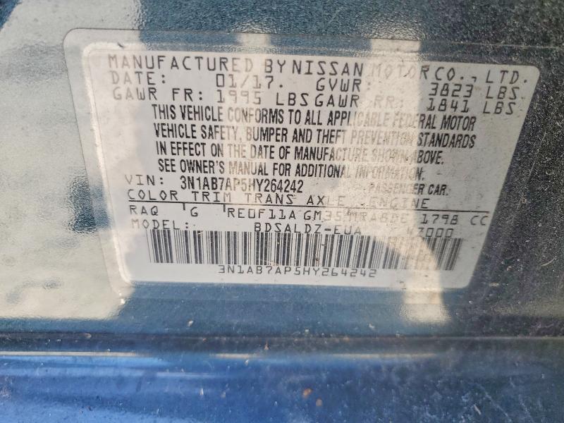 Aukcja sprzedaży 2017 Nissan Sentra, vin: 3N1AB7AP5HY264242, numer aukcji: 58014086
