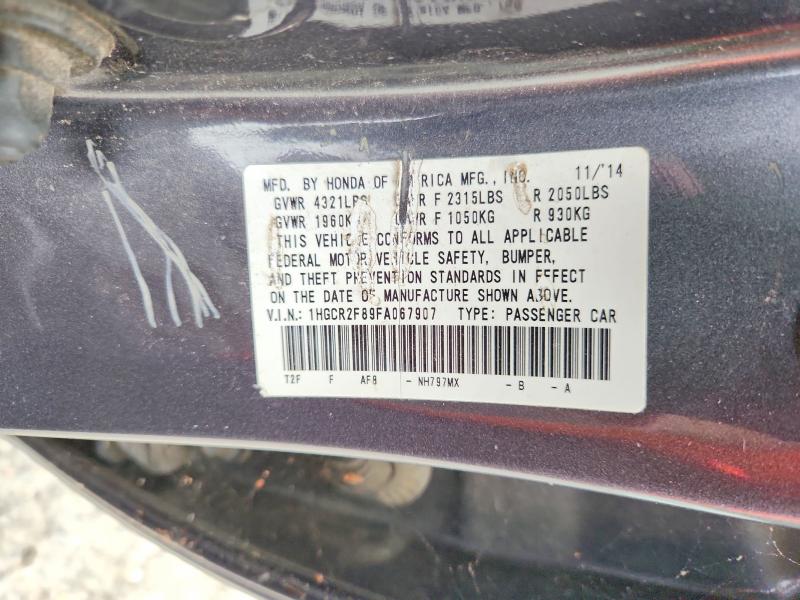 Продажа на аукционе авто 2015 Honda Accord, vin: 1HGCR2F89FA067907, номер лота: 58987156