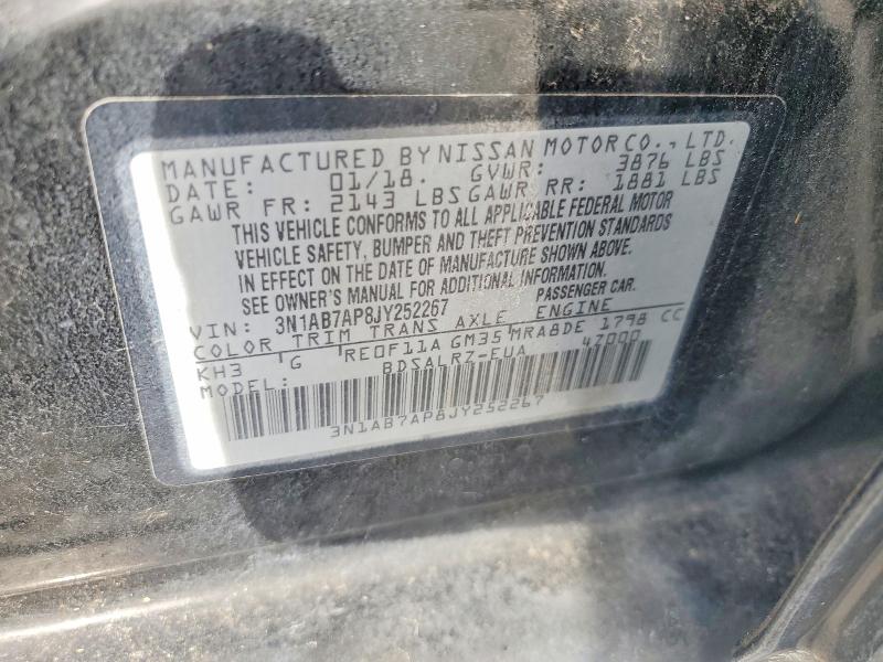 Aukcja sprzedaży 2018 Nissan Sentra, vin: 3N1AB7AP8JY252267, numer aukcji: 56293646