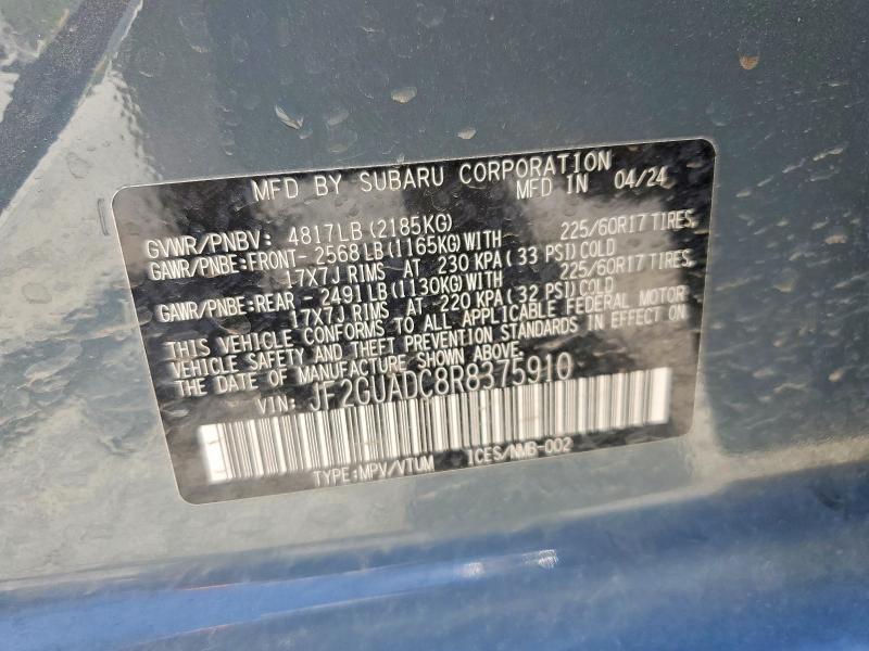 Продажа на аукционе авто 2024 Subaru Crosstrek, vin: JF2GUADC8R8375910, номер лота: 55433356