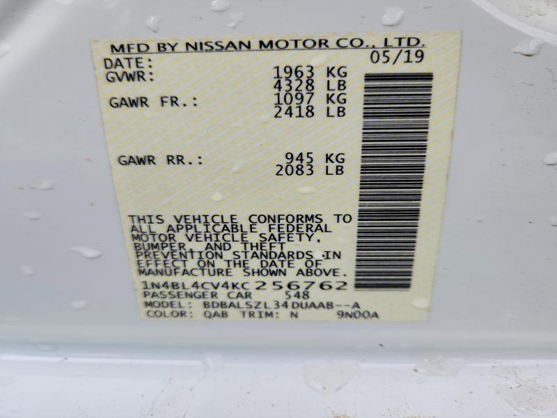 56102106 :رقم المزاد ، 1N4BL4CV4KC256762 vin ، 2019 Nissan Altima مزاد بيع