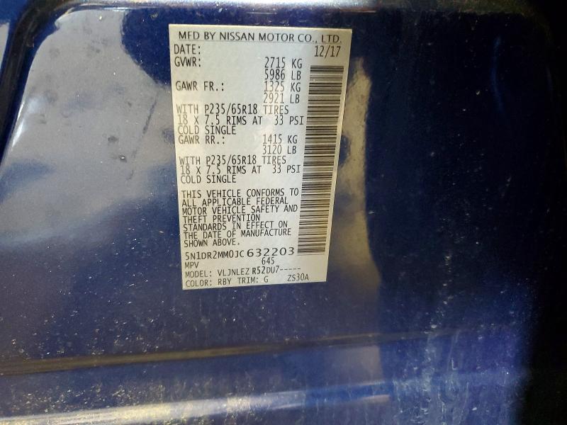 2018 Nissan Pathfinder მანქანა იყიდება აუქციონზე, vin: 5N1DR2MM0JC632203, აუქციონის ნომერი: 55557946