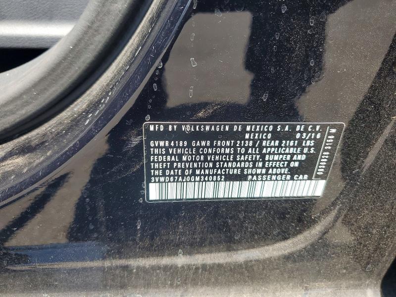 2016 Volkswagen Jetta მანქანა იყიდება აუქციონზე, vin: 3VWD67AJ0GM340852, აუქციონის ნომერი: 58470396