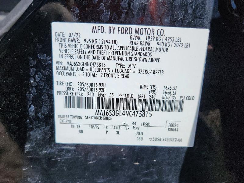Продаж на аукціоні авто 2022 Ford Ecosport, vin: MAJ6S3GL4NC475815, номер лоту: 56485896
