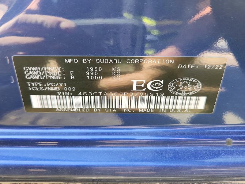 Продажа на аукционе авто 2023 Subaru Impreza, vin: 4S3GTAG63P3708919, номер лота: 55647206
